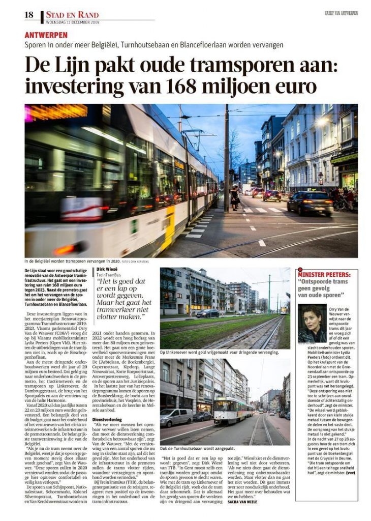 Vervuild Overtekenen magneet 168 miljoen euro voor Antwerpse tramsporen | JONGCD&V Antwerpen